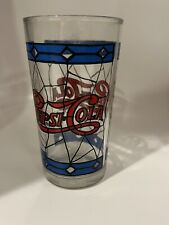 Collectible Vintage Large PEPSI-COLA Red & Blue Stained Glass Tumbler Only One picture