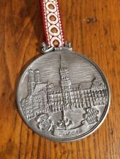Vintage Pewter Round Medallion Munchen Germany. Wall Hanging, Castles, Village picture
