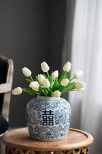 A&B Home Blue and White Ceramic Ginger Jar with Lid Ancient Chinese Oriental Sty picture