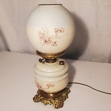 ANTIQUE VICTORIAN 1880 GWTW HAND PAINTED BIRDS ELECTRIFIED CLIMAX TABLE LAMP  picture