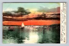 Seattle WA-Washington, Sunset on Elliott Bay, Antique Vintage c1908 Postcard picture