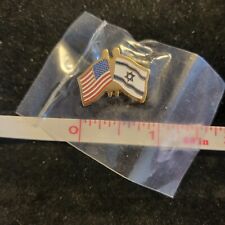 New Small USA and Israel Flags gold tone American Jewish Jew Lapel Pin Hat Vest picture
