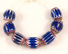 7 Old Venetian Six Layer BLUE CHEVRON Glass African Trade Beads picture