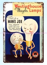 1934 WESTINGHOUSE MAZDA LAMPS metal tin sign inexpensive wall decor picture