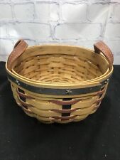 AUTHENTIC SIGN 2003 LONGABERGER ROUND LEATHER HANDLE AMERICAN FLAG BASKET picture