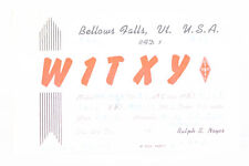 1952 Amateur Ham Radio QSL Card Bellows Falls Vermont W1TXY Ralph Noyes picture