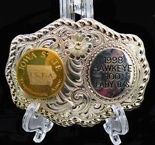 Iowa State Trap Shooting 1998 Hawkeye 100 Lady O/S Trophy Award Belt Buckle picture