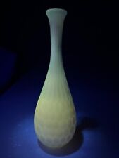 ANTIQUE MOTHER OF PEARL DIAMOND QUILTED SATIN CASED GLASS VASE RAINDROP PATTERN picture