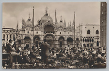 Postcard, Venezia, Venice, Place St Marco, St Mark's Square, Orchestra Cafe RPPC picture