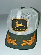 Vintage John Deere Full Mesh White Black Bill w/ Gold Leaves Trucker Hat No Tags picture
