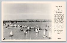 Newport Harbor California, Snow Bird Sailboat Race, VTG RPPC Real Photo Postcard picture