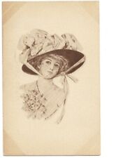 c1910 Beautiful Woman Huge Hat Flowers Art Artist Signed F Earl Christy Postcard picture