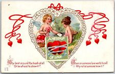 1915 A Message Of Love Cupid Valentines Card Posted Postcard picture