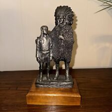 1983 Michael Ricker Pewter, Native American Indian Chief and Boy Statue picture