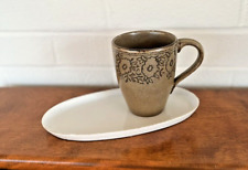 Classy Floral Pier 1 Speckled Olive Batik Coffee Mug picture