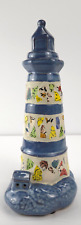 Vintage Blue White Mosaic Porcelain Lighthouse Island With Cabin M-1014 Imprint picture