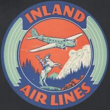 U.S., 1940s. Inland Air Lines, Luggage label picture