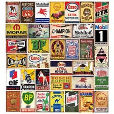Tin Signs 35 Pieces Reproduced Vintage Gas Oil Retro Advert Antique Metal Signs  picture
