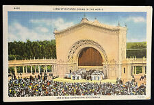 San Diego Outdoor Organ Exposition People Crowd California VTG CA Postcard c1930 picture