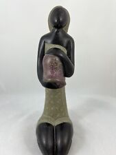 VINTAGE African Kneeling Woman Carved Stone Sculpture Tribal Art picture