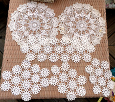 Vintage Lace Doily White Textured Hand Crocheted Lot of 6 picture