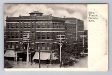 Parsons KS-Kansas, Elk's Theatre, Corner Drug Store, Vintage Postcard picture