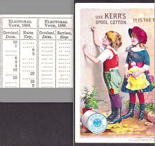 Election 1888 Grover Cleveland vs Ben. Harrison Kerrs Sewing Thread Trade Card picture