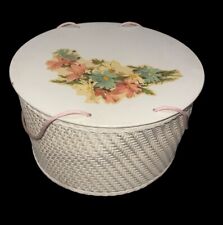 Vintage Wicker Princess Sewing Basket with Spool Holders from 1940s Cream Tan picture