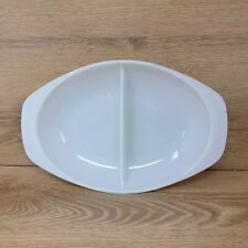 Vintage Pyrex Oval Divided Serving Dish 1.5 Quart White Baking #1063 50/50 Plate picture