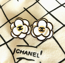 CHANEL Vintage Gold Metal Button White Camellia Flower 30mm (Set of 2) picture