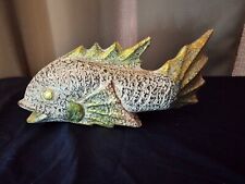 Hand Painted Hand Carved Vintage Wooden Fish  picture