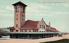 Lackawanna Train Station Binghamton NY Railroad Depot Vtg Postcard E18 picture