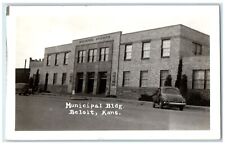 1946 Municipal Building Cars Scene Street Beloit Kansas KS RPPC Photo Postcard picture