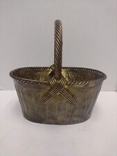 Large Solid Brass Decorative Basket MCM Twisted Handle picture