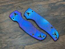 Flamed TOPO engraved Titanium Scales for SHAMAN Spyderco picture
