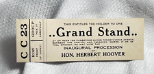 1929 Grand Stand Ticket Inaugural Procession Of Hon. Herbert Hoover Shelley Co. picture