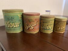 4 Vintage 1970s Ballonoff Tin Canister Dry Goods Flour Sugar Coffee Tea picture