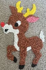 Vintage Rudolph Red-Nosed Reindeer melted popcorn plastic Christmas decoration picture