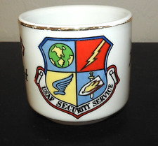 Vintage USAF Security Service Ceramic Mug RAF Chicksands England Gold Accent Bob picture