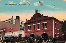 Fire Department Jacksonville Florida FL Old Fire Trucks 1916 Postcard picture