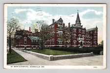 Postcard 1927 IN St Marys Hospital Medical Building Road View Evansville Indiana picture