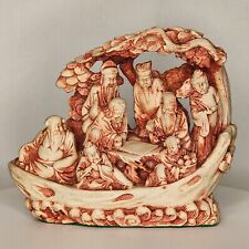 Vtg Chinese Resin Sculpture The Eight Immortals Crossing the Bohai Sea 7.5x6.5x2 picture