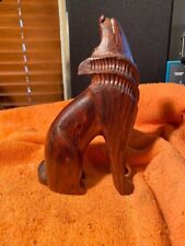 Hand Carved Ironwood Howling Coyote Wolf Figurine Southwestern Decor Vintage  picture