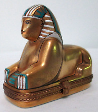 Vintage French Peint Main Limoges Porcelain Egyptian Sphinx Trinket Box France picture