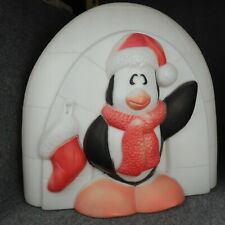 Vintage Penguin in Igloo Lighted Christmas Blow Mold General Foam plastics READ picture