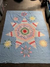 Vintage Antique 7 Point Star Patchwork Handmade Quilt 69”x 87” picture