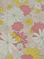 Vintage Cannon Fine Muslin  Blossom Festival Flower Twin Flat Sheet Pink Yellow picture