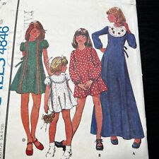 Vintage 1970s McCalls 4846 Girls Boho Cottagecore Dress Sewing Pattern 12 UNCUT picture