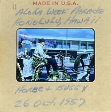 Vintage 35mm slide 1957 Aloha Week Parade Horse & Buggy Honolulu Red Border picture