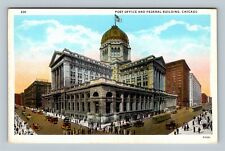 Chicago, Old Post Office & Federal Building, Trolley, Illinois Vintage Postcard picture